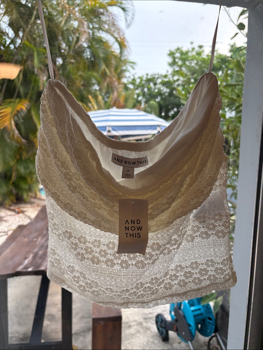AND NOW THIS Cream Lace Cami Top